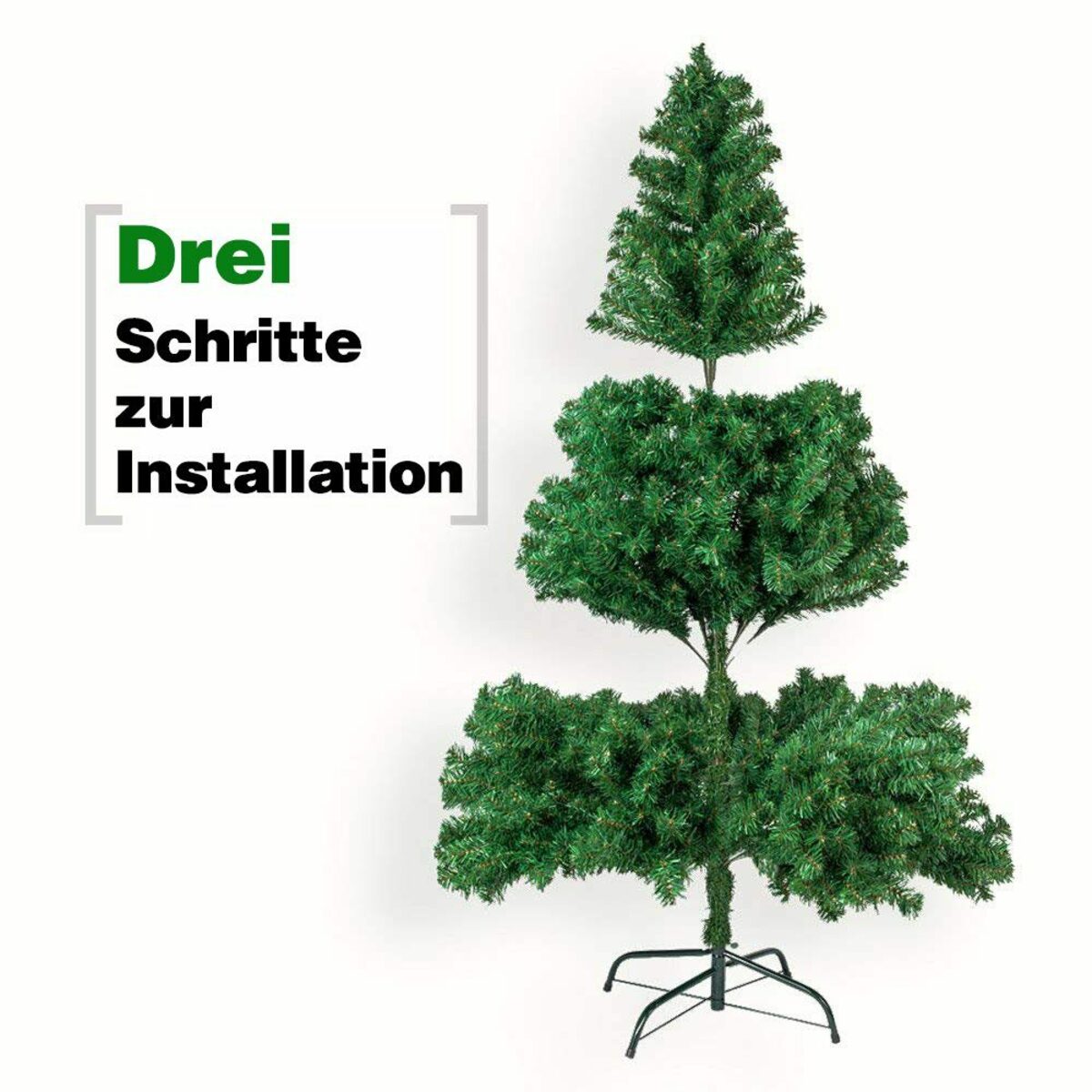 Bild 4 von FCH Künstlicher Weihnachtsbaum, Fichte, mit Metallständer, Kunstbaum Weihnachten Klappsystem grün