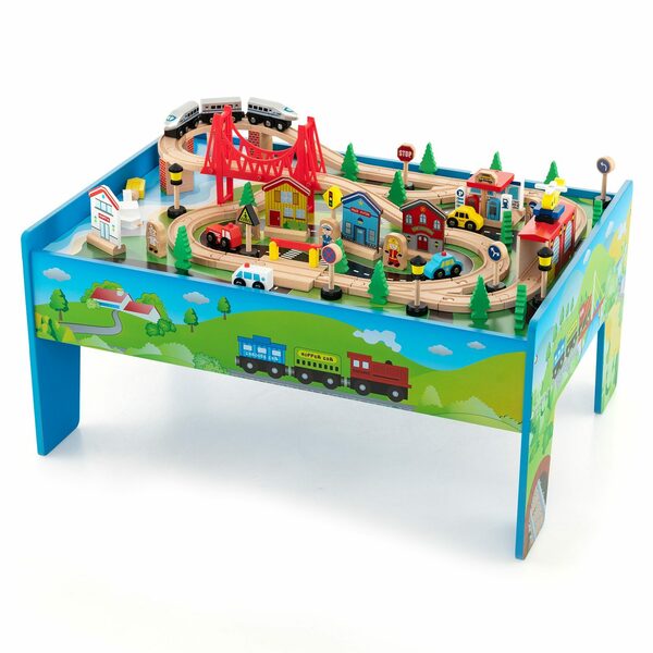 Bild 1 von COSTWAY Spielzeug-Eisenbahn, (80-tlg), umkehrbar&abnembar, Holz