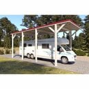 Bild 1 von Holzbrüder Camping-Carport Ralf Reinweiß 400 cm x 800 cm Blechdach Rot