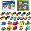 Bild 1 von flowgoer Adventskalender Weihnachts-Adventskalender 2023, mit Spielkarte, Geburtstag (1-tlg), 24-teiliges Auto-Spielzeug-Set, Weihnachtsgeschenke, Spielzeug
