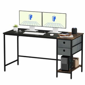 FLEXISPOT Schreibtisch PRO F7 (Home Office PC-Tisch), mit 3 Tier Lagerregalen, Schreibtisch mit Schubladen