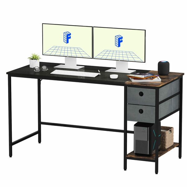 Bild 1 von FLEXISPOT Schreibtisch PRO F7 (Home Office PC-Tisch), mit 3 Tier Lagerregalen, Schreibtisch mit Schubladen