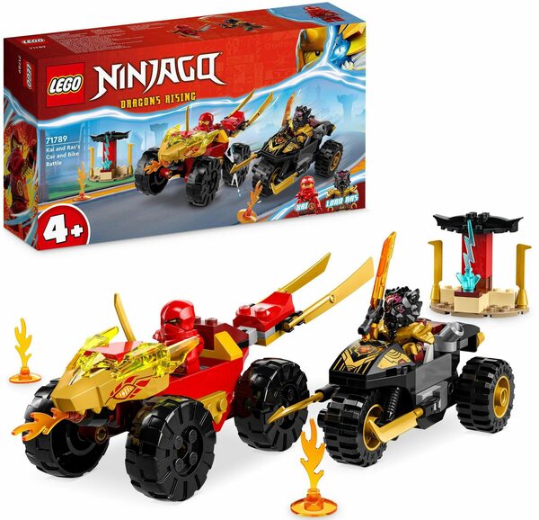 Bild 1 von LEGO® Konstruktionsspielsteine Verfolgungsjagd mit Kais Flitzer und Ras' Motorrad (71789), (103 St), LEGO® NINJAGO; Made in Europe