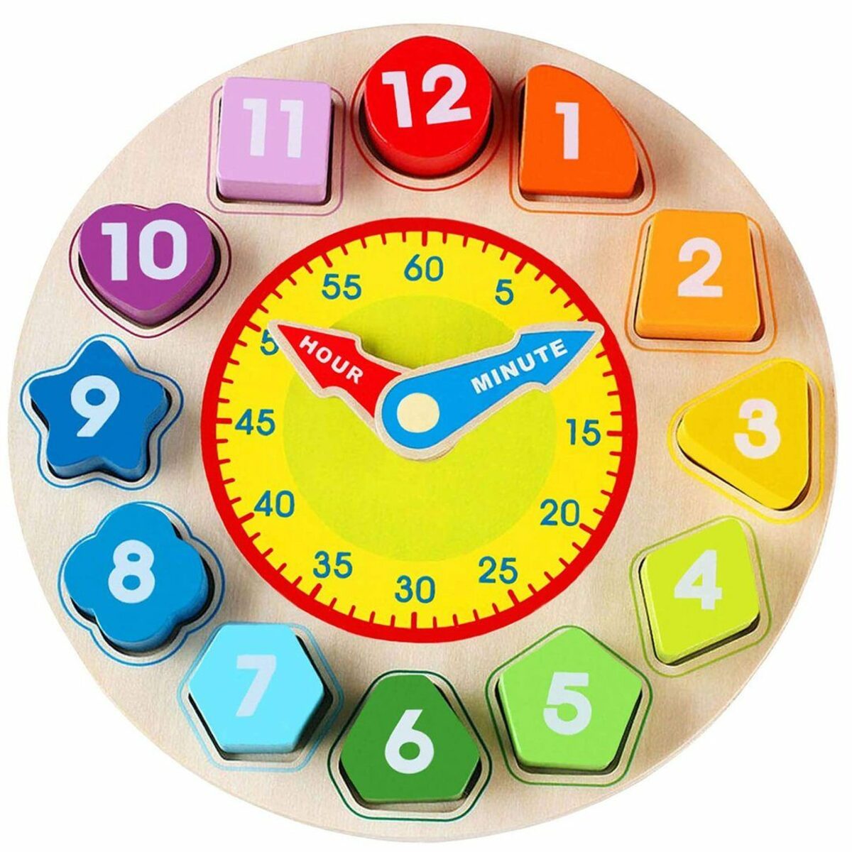 Bild 1 von SUNEE Lernspielzeug Lernuhr aus Holz, Holzspielzeug, Lernuhren für Kleinkinder, Lernen