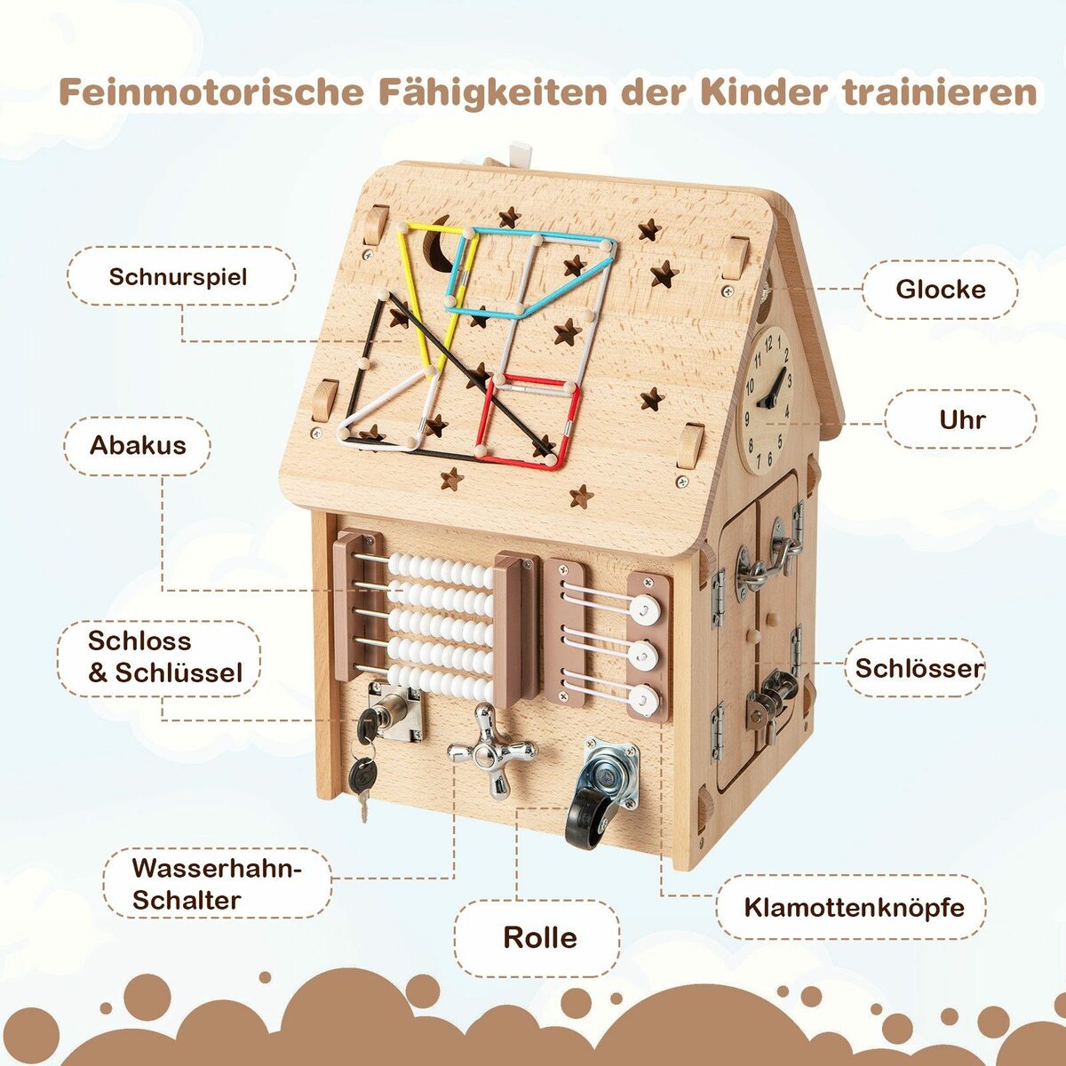 Bild 3 von COSTWAY Lernspielzeug Kinder Spielhaus, Montessori Spielzeug aus Holz