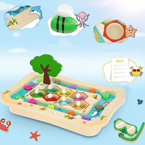 Bild 3 von GelldG Lernspielzeug Holzspielzeug Angelspiel ab 3 Jahren Kinder magnetisches Lernspielzeug