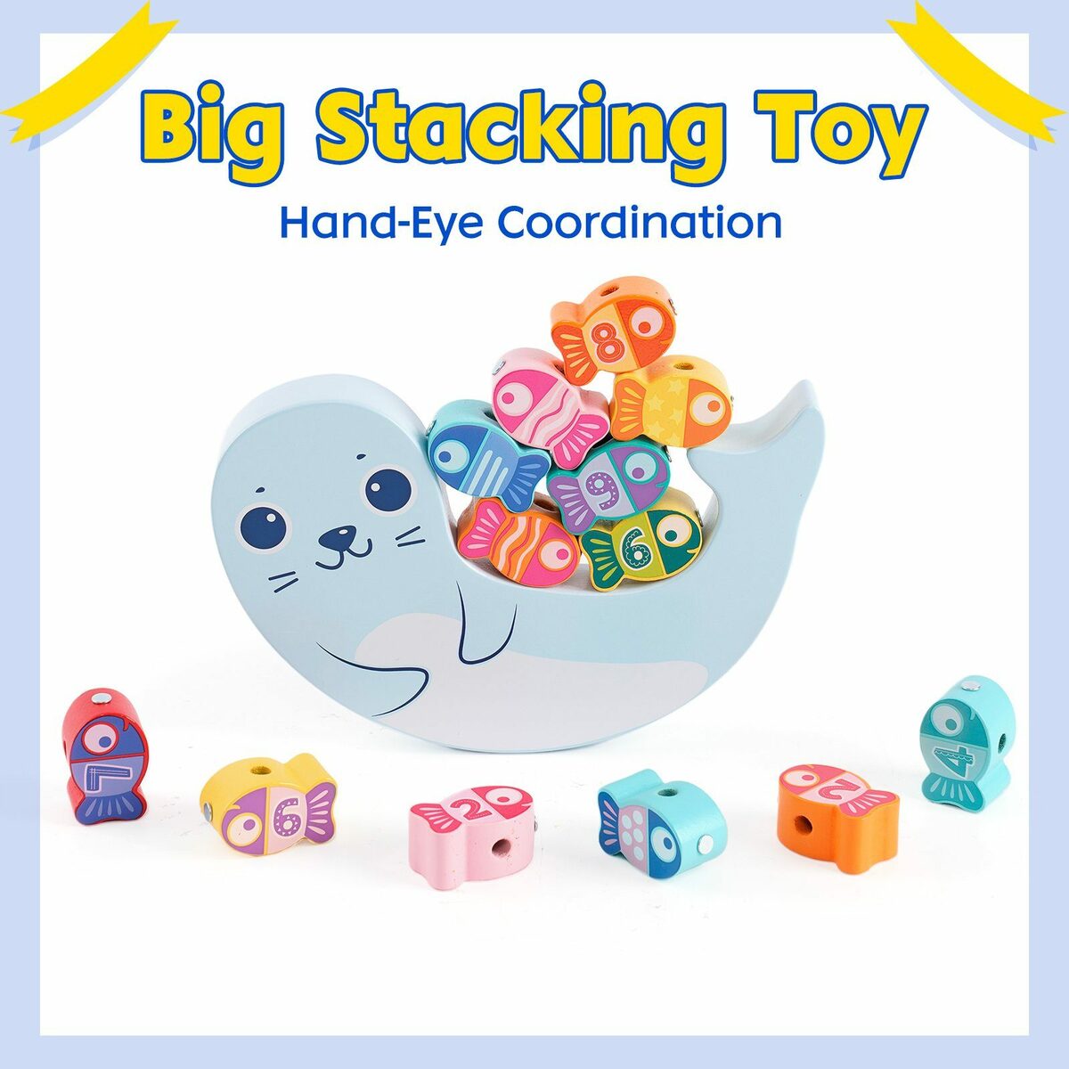 Bild 3 von Arkmiido Lernspielzeug Angelspiel (Magnetische Angelspiel Holzspielzeug), Massivholz Baustein Wiehnachten Geschenk