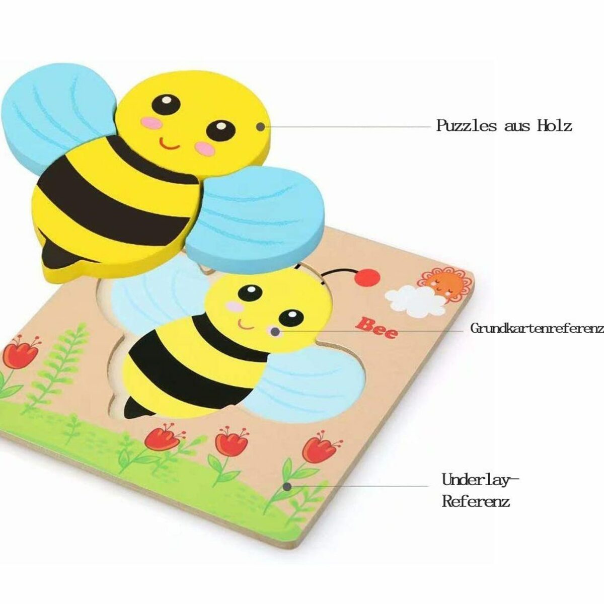 Bild 2 von GelldG Lernspielzeug Holzpuzzle 4 Stück Puzzle Holz Montessori Kleinkind Lernspielzeug