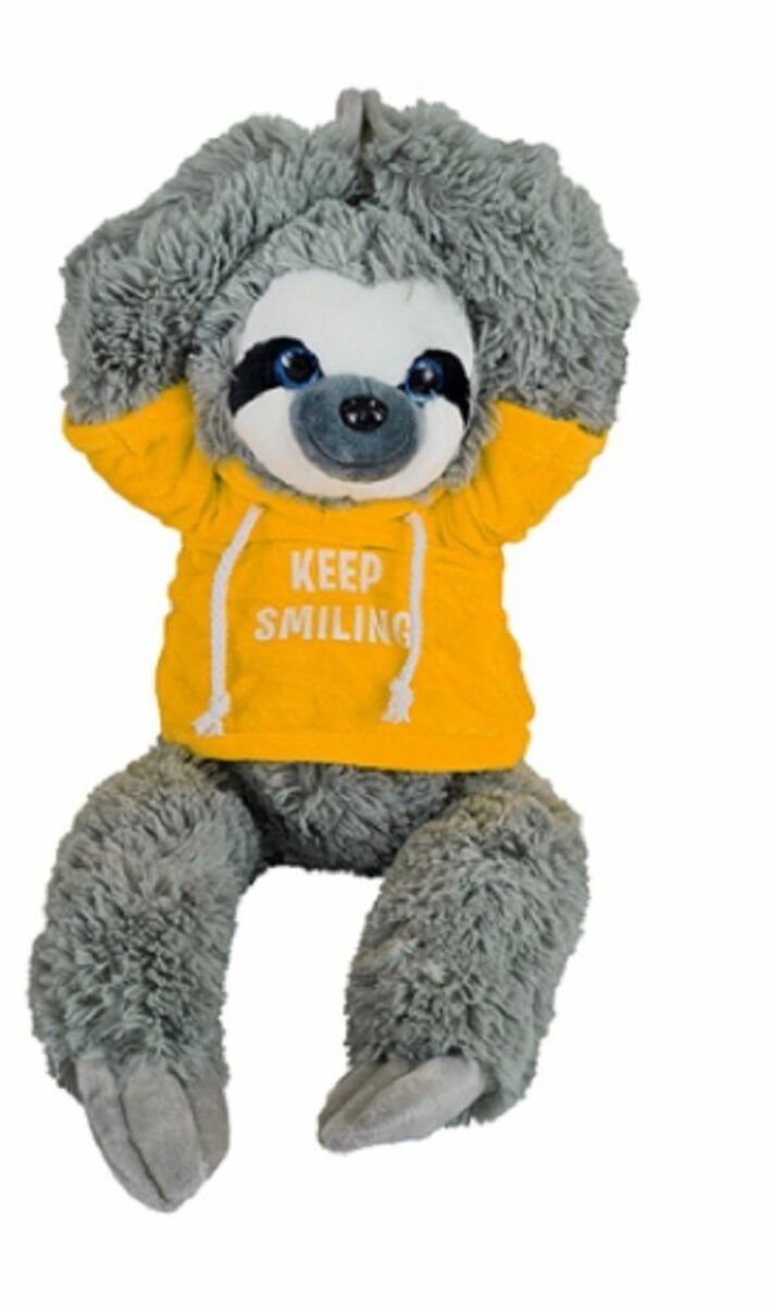 Bild 1 von soma Kuscheltier Faultier Kuscheltier grau XXL 50 cm Plüschtier keep smiling gelb (1-St), super weicher Plüsch Stofftier Kuscheltier für Kinder zum spielen