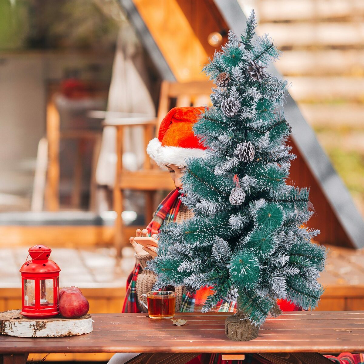Bild 1 von KAHOO Künstlicher Weihnachtsbaum Christbaum mit Dekorationen, 95cm, mit 35LED