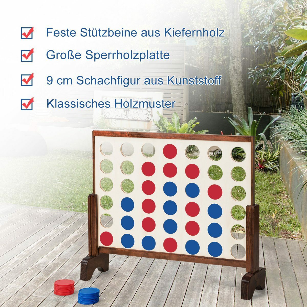 Bild 2 von COSTWAY Spiel, 4 Gewinnt Spielbrettsätze, aus Holz, mit Tasche