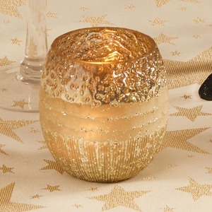 Kerzenglas in Gold-Optik, ca. 9x8,5cm