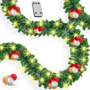 KESSER® Weihnachtsgirlande mit Beleuchtung  100 LED's - Weihnachtsbeleuchtung - In & Outdoor - Tannengirlande Weihnachtsdeko