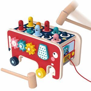 LBLA Lernspielzeug Klopfbank Holz mit 2 Schlägeln, Hammerspiel, Frühkindliche Bildung Holzspielzeug Geschenke für Kinder