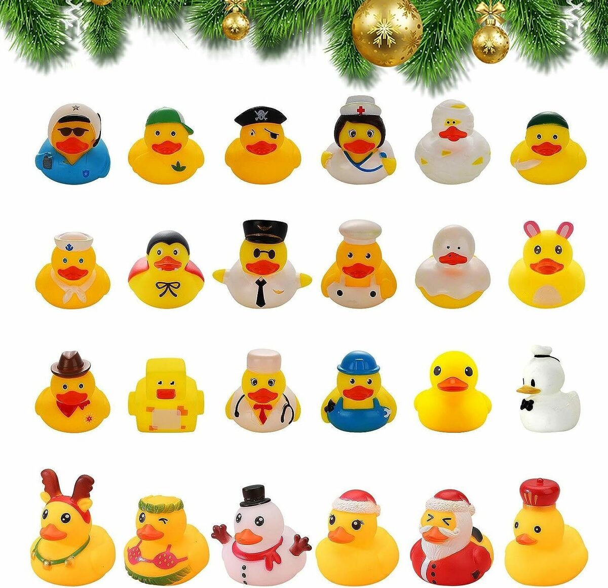 Bild 2 von flowgoer Adventskalender Mini-Weihnachtsgummi-Enten-Adventskalender 2023, Weihnachtsspielzeuggeschenke für Kinder und Erwachsene