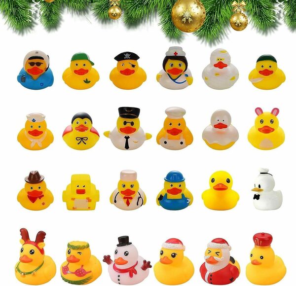Bild 2 von flowgoer Adventskalender Mini-Weihnachtsgummi-Enten-Adventskalender 2023, Weihnachtsspielzeuggeschenke für Kinder und Erwachsene