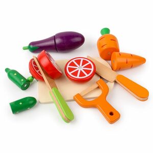 Elkuaie Lernspielzeug Kinderküche Spielküche Zubehör aus Holz, Küchenspielzeug Schneiden
