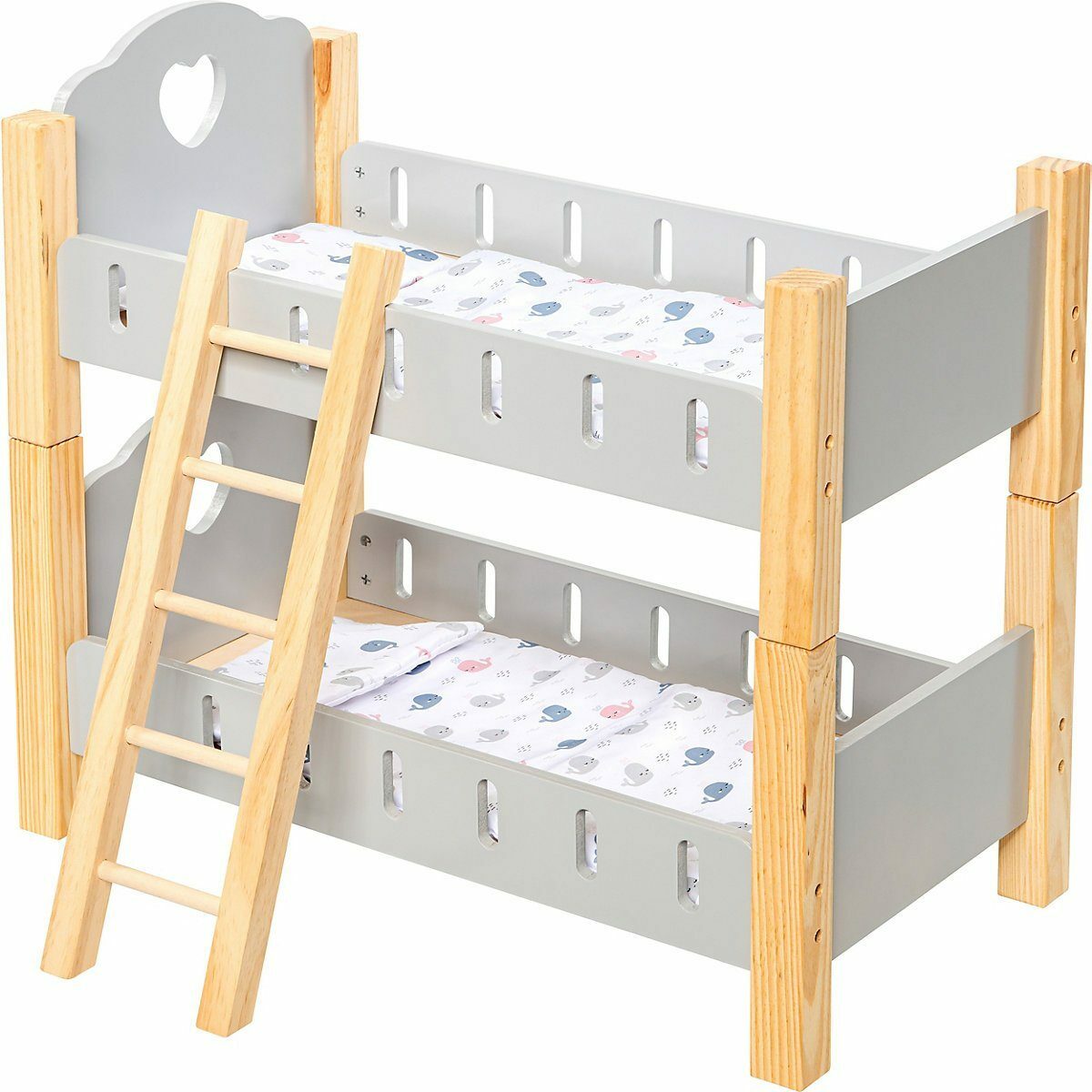 Bild 1 von myToys ORIGINALS Puppenbett Holz Puppenetagenbett, grau mit Bettwäsche