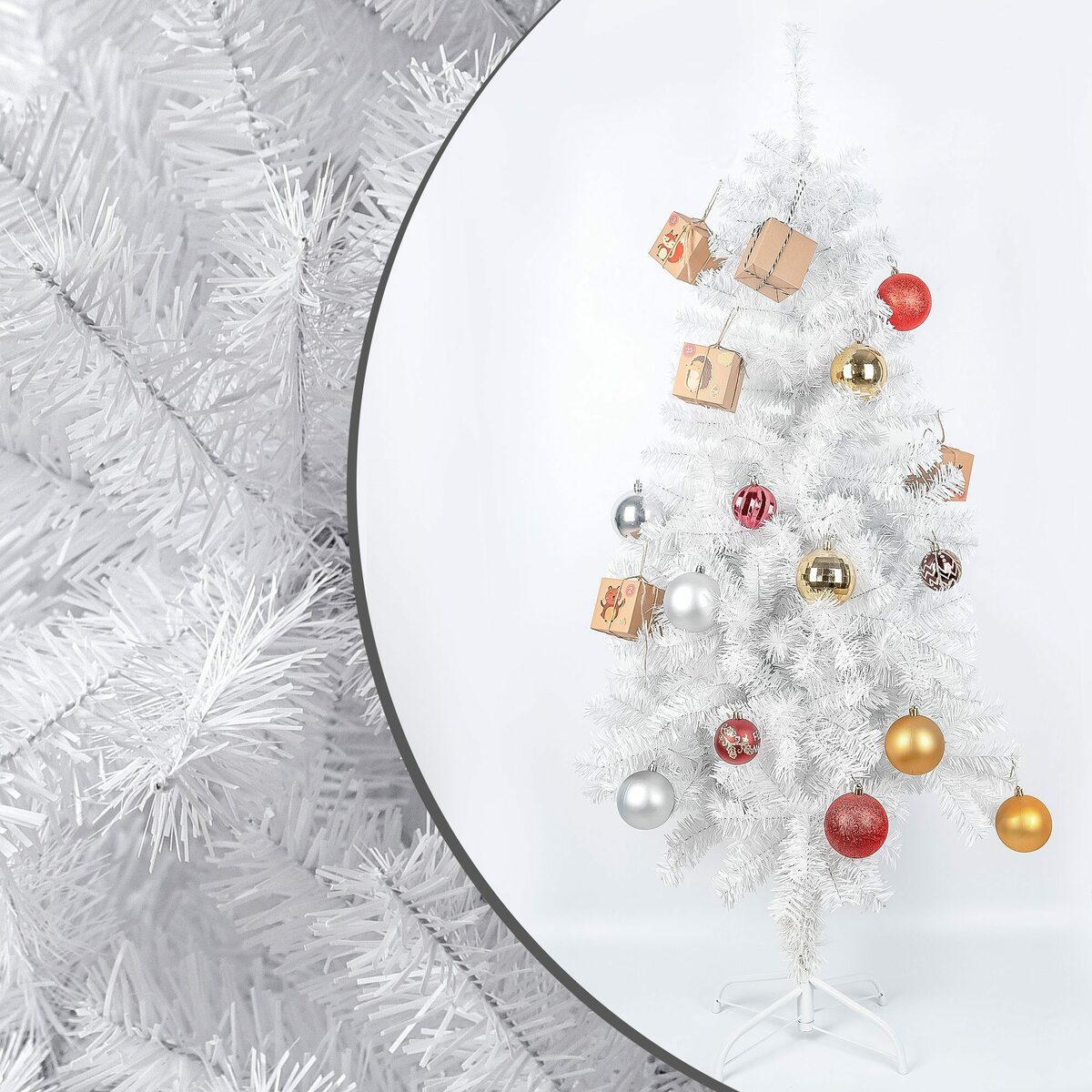 Bild 4 von Homewit Künstlicher Weihnachtsbaum 120/150/180cm Tannenbaum mit Metall Ständer Abziehbar und Klappbar, Weihnachtsdeko, für Zuhause, Adventskalender, Wohnzimmer, Hof, Weihnachtsfeier