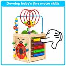 Bild 3 von BeebeeRun Lernspielzeug Baby Motorikschleife Holzspielzeug (Motorikwürfel 6 in 1), Spielecenter Aktivitätswürfel Holzspielzeug Perle Labyrinth Roller