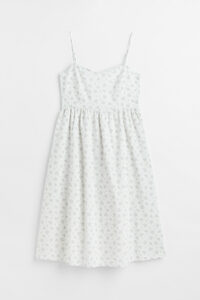 H&M+ Kleid aus Leinenmix Weiß/Klein geblümt, Alltagskleider in Größe XXL. Farbe: White/small flowers