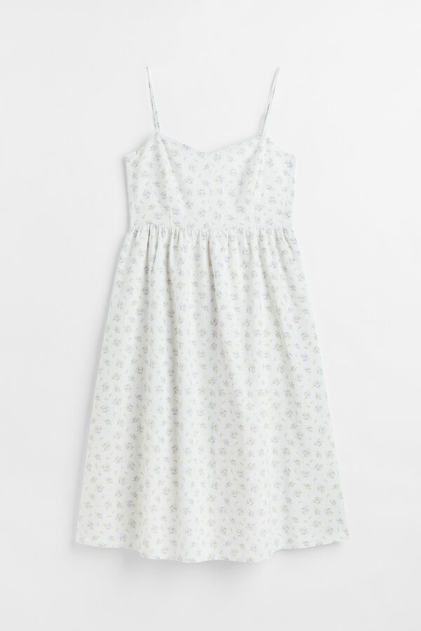 Bild 1 von H&M+ Kleid aus Leinenmix Weiß/Klein geblümt, Alltagskleider in Größe XXL. Farbe: White/small flowers
