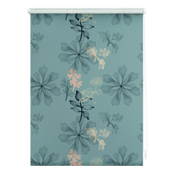 Bild 1 von Lichtblick Rollo Klemmfix, ohne Bohren, Verdunkelung, Aqua Floral - Blau