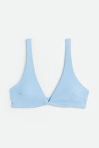 H&M Wattiertes Bikinitop Hellblau, Bikini-Oberteil in Größe 40. Farbe: Light blue