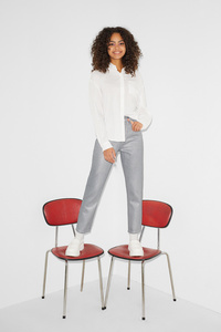 C&A CLOCKHOUSE-Mom Jeans-High Waist-LYCRA®-recycelt, Metallisch, Größe: 34
