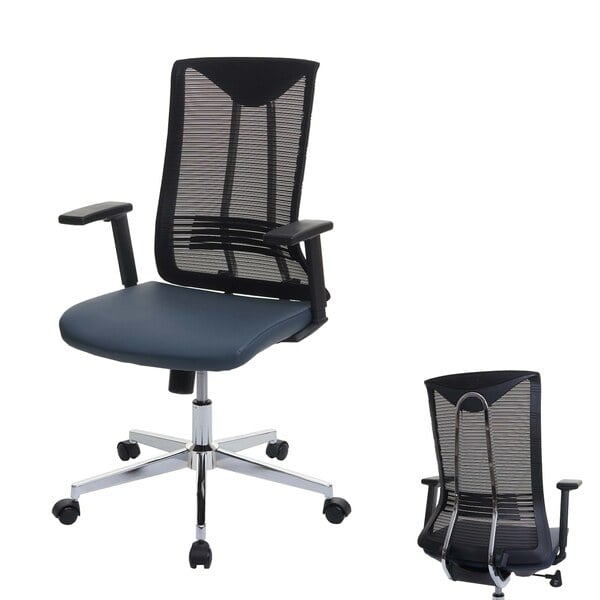 Bild 1 von Bürostuhl MCW-J53, Drehstuhl Schreibtischstuhl, ergonomisch Kunstleder ~ blau-grau