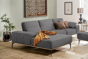 W.SCHILLIG Ecksofa run, mit Holzsockel, Füße in Schwarz pulverbeschichtet, Breite 319 cm