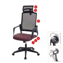 Bild 1 von Bürostuhl MCW-J52, Drehstuhl Schreibtischstuhl, ergonomisch Kopfstütze, Kunstleder ~ bordeaux-rot