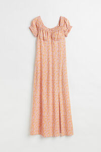 H&M Geblümtes Kleid mit Puffärmeln Orange/Klein geblümt, Alltagskleider in Größe 40. Farbe: Orange/small flowers