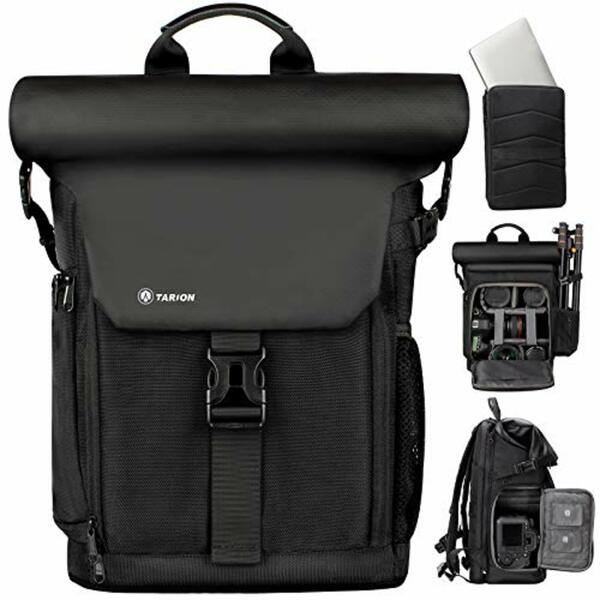 Bild 1 von TARION Kamerarucksack Wasserdicht Fotorucksack Kameratasche DSLR Rucksack mit 15,6 Zoll Laptophülle und Regenschutzhülle(SP-01-Schwarz)