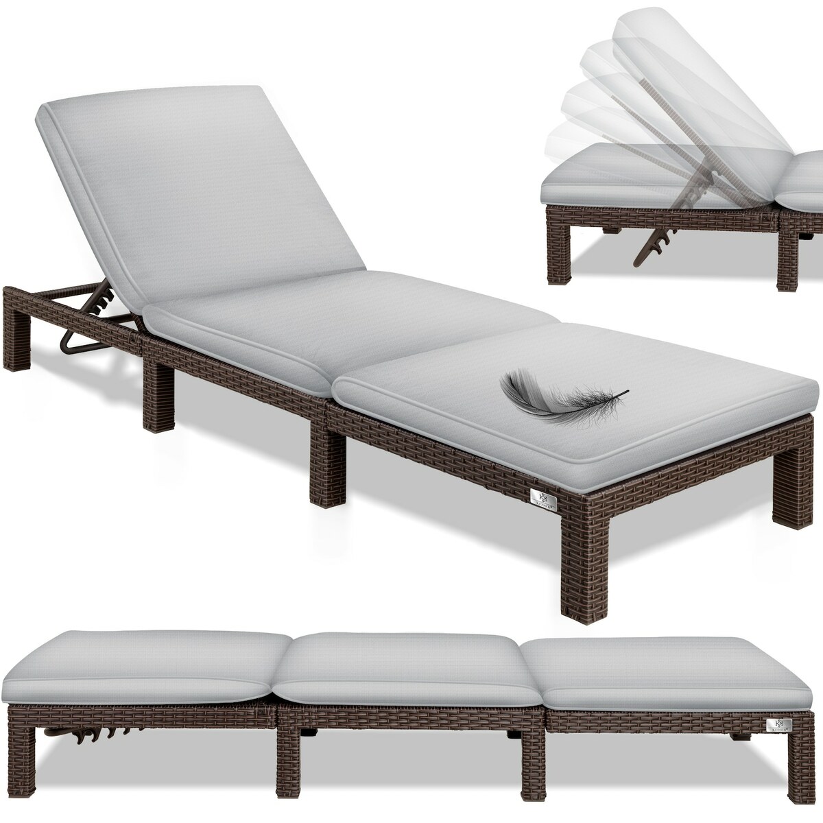 Bild 1 von KESSER® Sonnenliege Polyrattan Palma Gartenliege mit Auflage für Balkon, Garten, Terrasse, Innen- und Außen, 5-Fach verstellbar Rücklehne Relaxliege Liegestuhl klappbare 195 x 65 x 23 cm