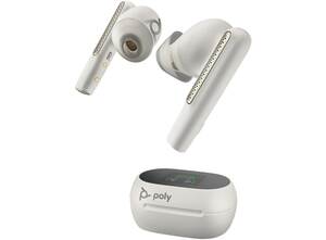 Poly Voyager Free 60+ UC White Sand Earbuds +BT700 USB-A Adapter +Touchscreen-Ladeetui