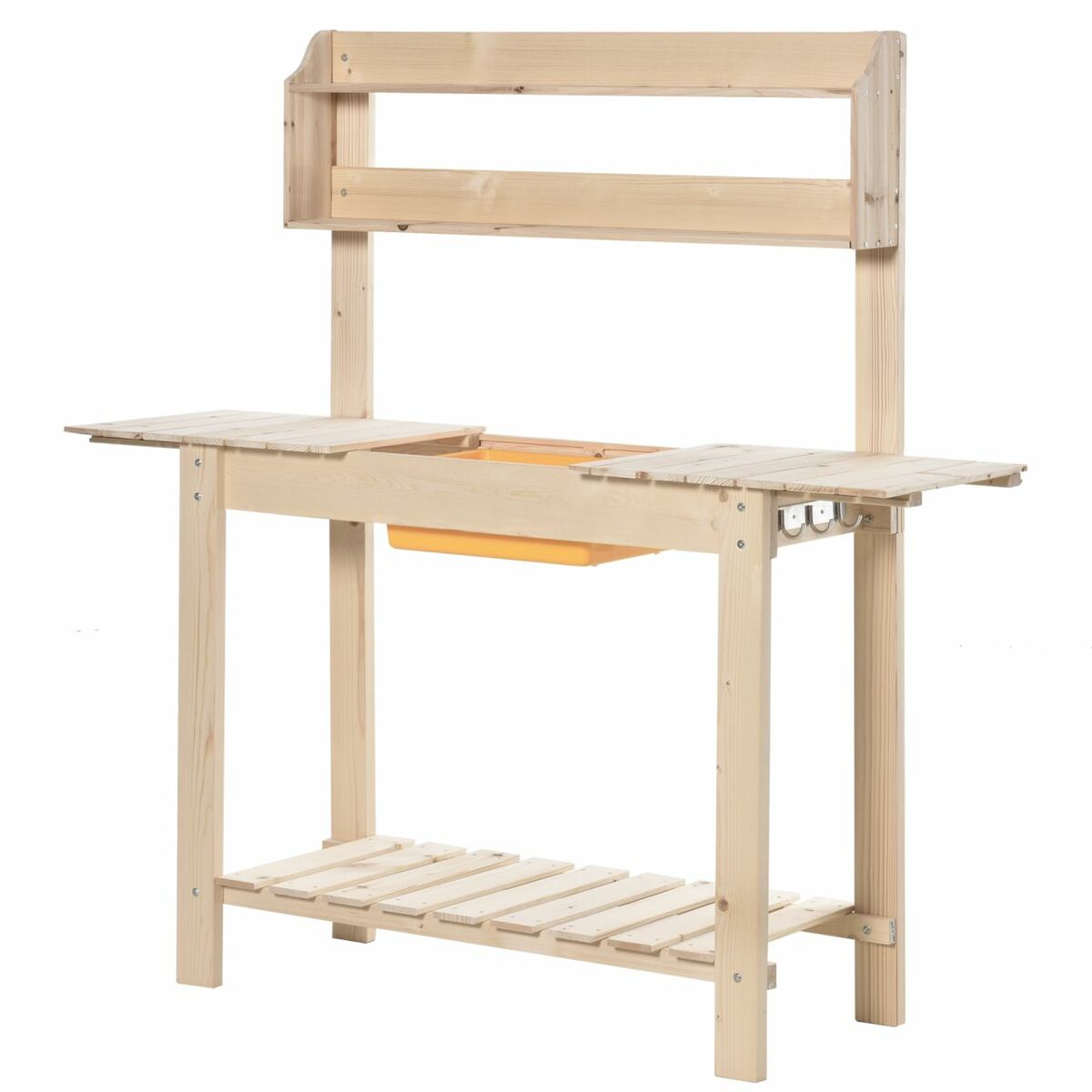 Bild 1 von Outsunny Pflanztisch mit Haken Gärtnertisch aus Tannenholz Kunststoff Natur