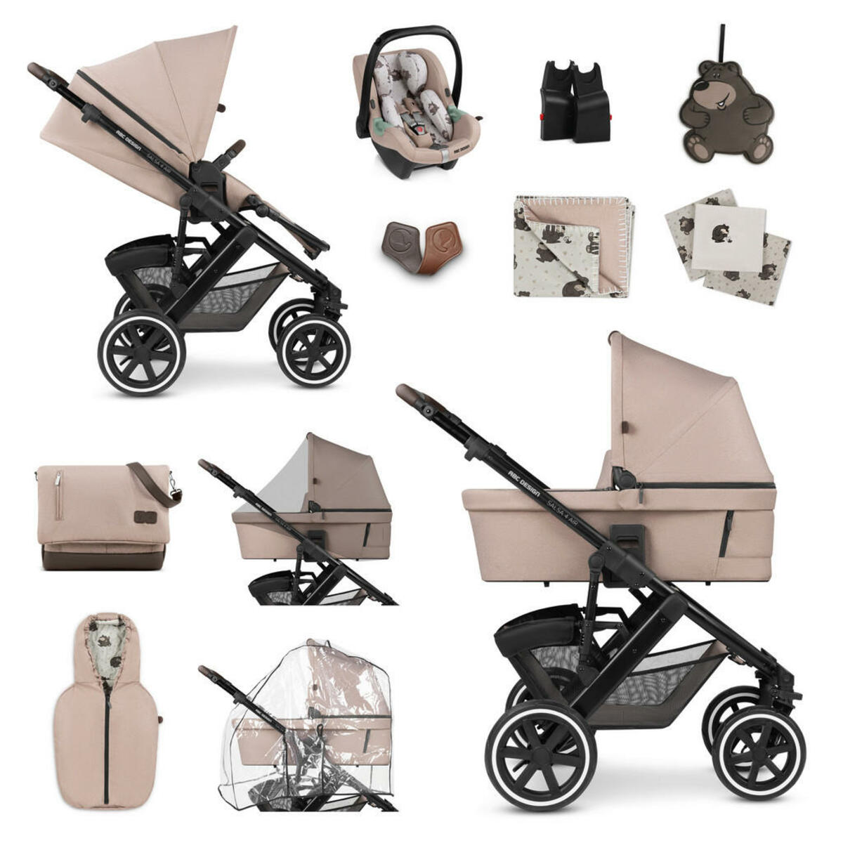 Bild 1 von ABC Design KINDERWAGENSET Braun, Weiß, Sand