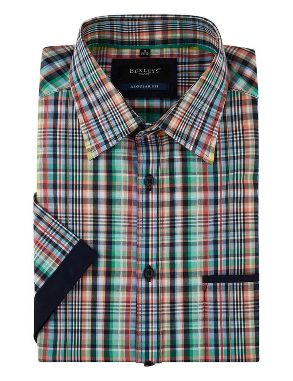 Elegancity Herren Hemd Kurzarm - Kariertes Sommerhemd 100% Baumwolle Regular Fit