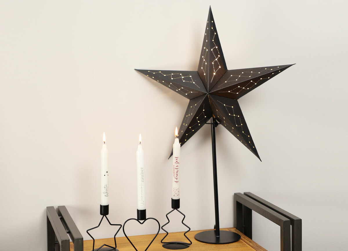 Bild 1 von LED-Tischlampe Weihnachtstern 45cm Warmweiß Schwarz