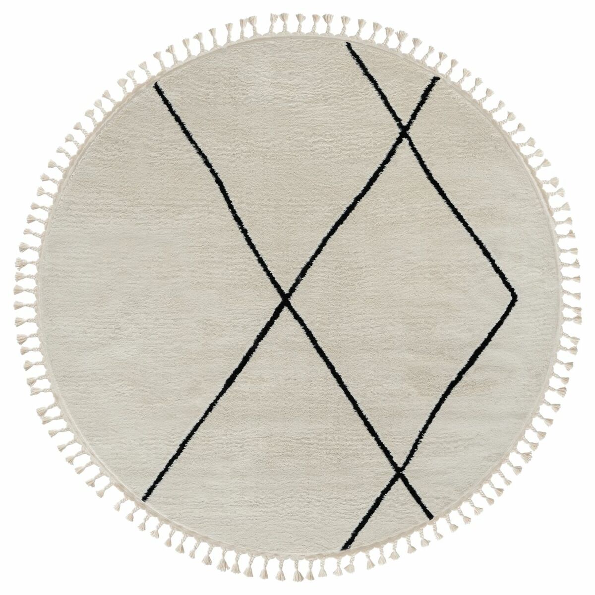 Bild 1 von Teppich Moroccan Hideaway, 190 cm x 190 cm, Farbe weiß, rund, Florhöhe 19mm