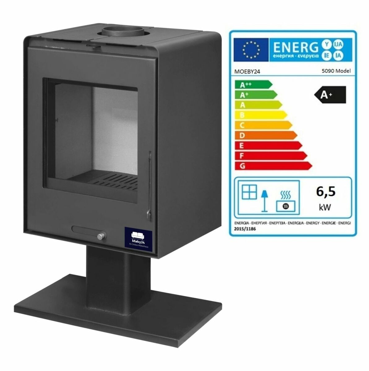 Bild 1 von Moeby24 Design-Kaminofen Klassik Kamin Ofen Kaminofen EcoDesign 6,5kW EEK A+ 130mm