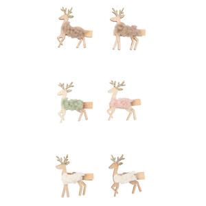 6 Deko-Clips mit Hirschen