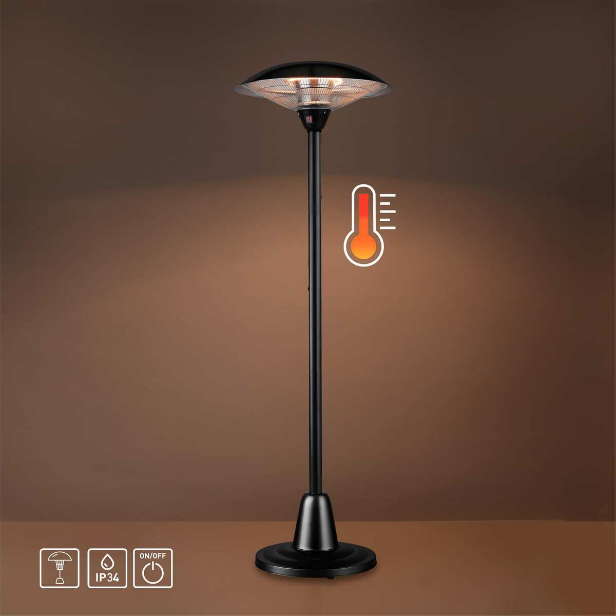 Bild 1 von LeuchtenDirekt Standheizstrahler GLOW, 1500W/3000W, inkl. Wippschalter, IP34, Outdoor