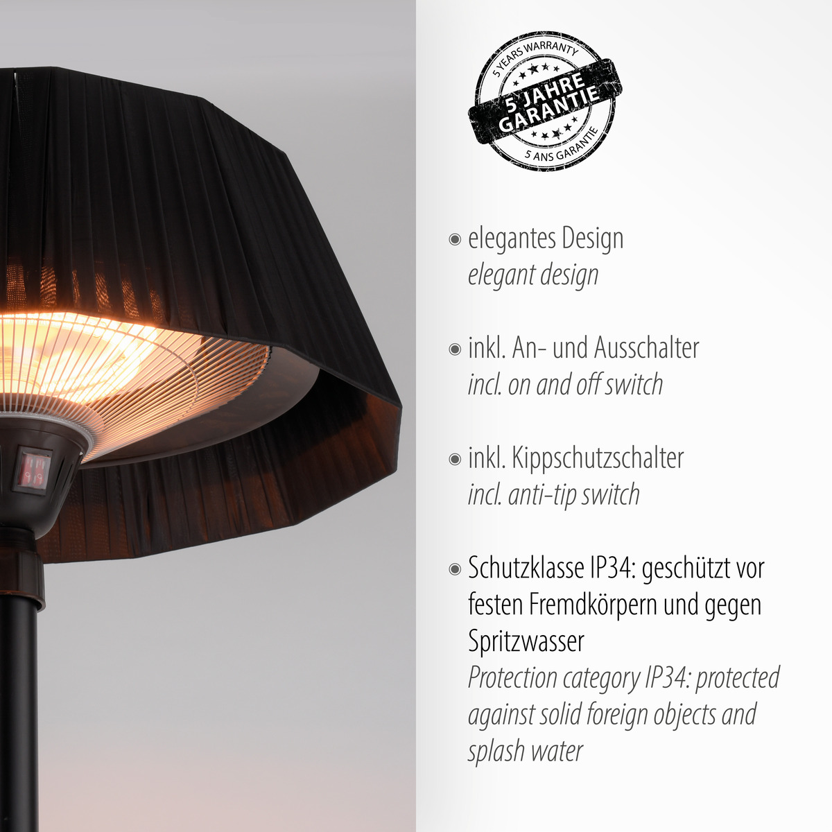 Bild 3 von LeuchtenDirekt Standheizstrahler GLOW, inkl. An- und Ausschalter, 2 Heizstufen, IP34