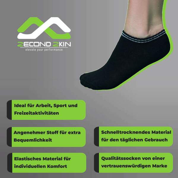 Bild 3 von Zecond Zkin 8 Paar Sneaker Socken Gr. 32 - 38 schwarz Sommersocken Füßlinge aus Baumwolle