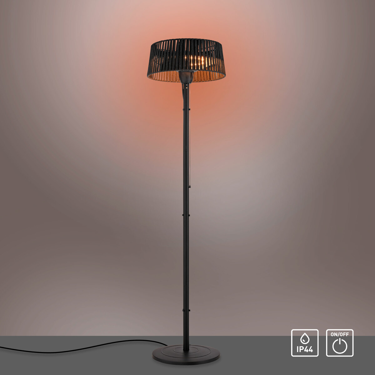 Bild 1 von LeuchtenDirekt Standheizstrahler GLOW, 1500W, mit Zugschalter und Kippschutzschalter, IP44