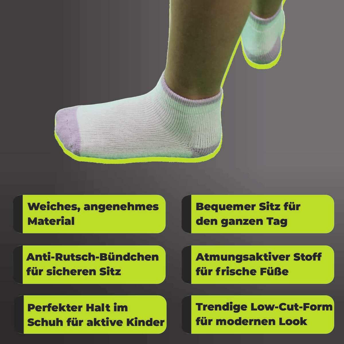 Bild 3 von Athletech 6 Paar Low-Cut-Sportsocken für Kinder 3-5 Jahre bis Gr. 34 Pastellfarben