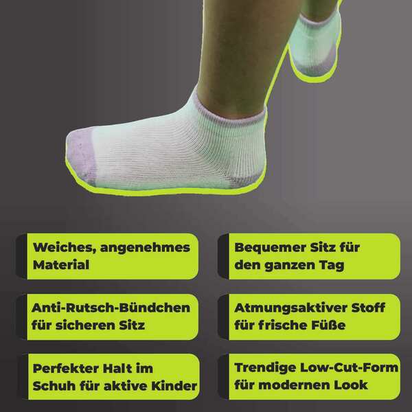 Bild 3 von Athletech 6 Paar Low-Cut-Sportsocken für Kinder 3-5 Jahre bis Gr. 34 Pastellfarben