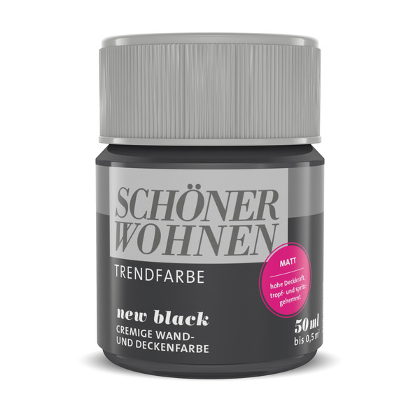 Bild 1 von Schöner Wohnen Farbe Trendfarbe 'New Black' schwarz matt 50 ml